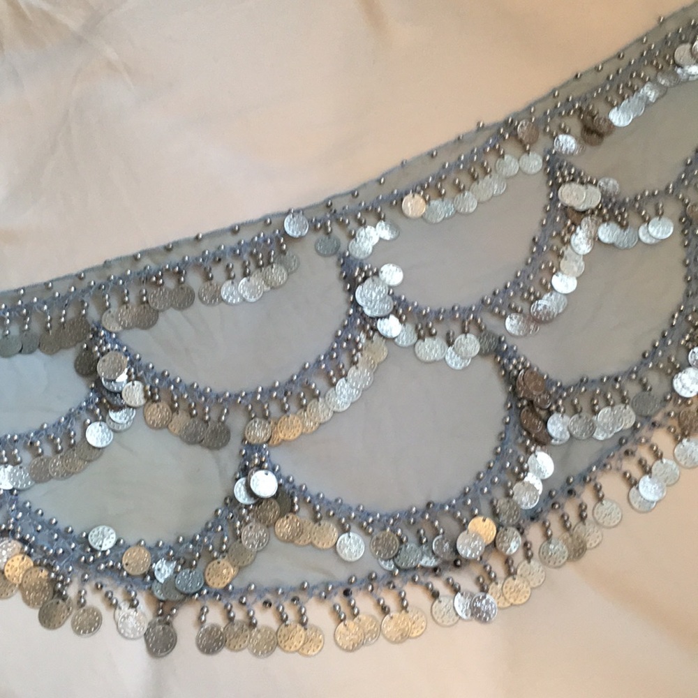 Light blue belly dance hip scarf